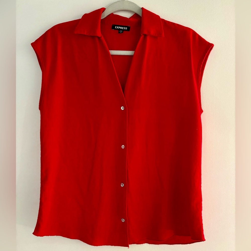Express Women's Red Button-Down